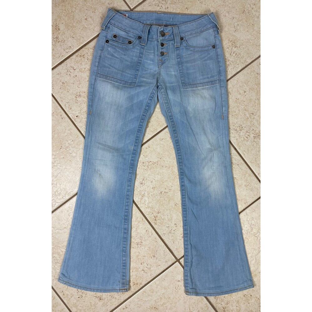 VTG True Religion Women's Morgan boot Jeans Size 29 Low Rise USA Button Fly Y2K